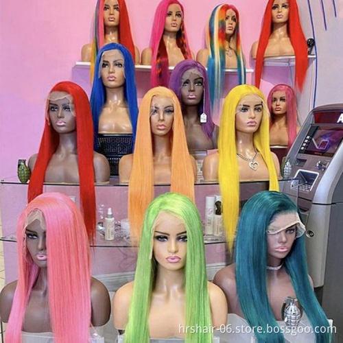250% Density 4# Brown Color Water Wave Virgin Indian Human Hair Lace Front Wig